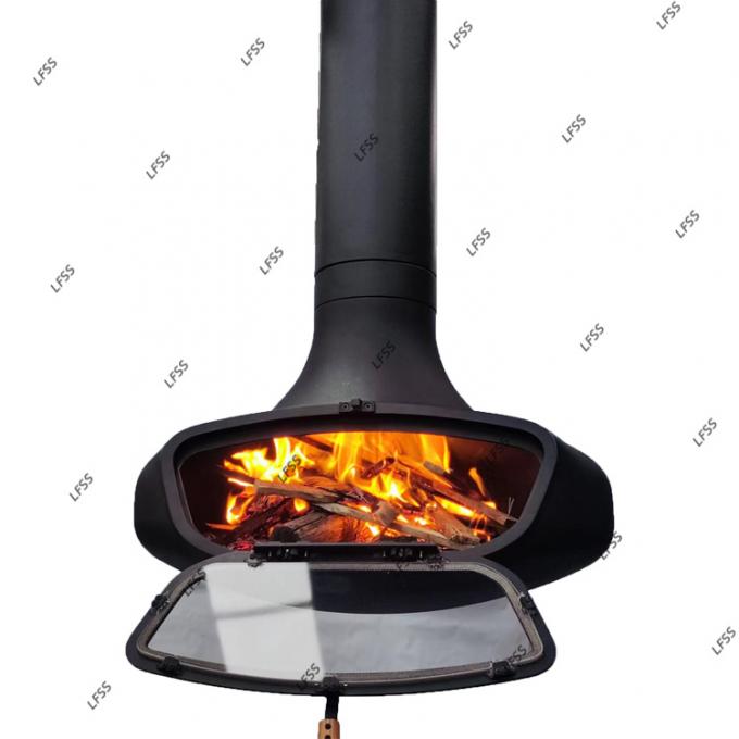 Подвешенный деревянный камин внутренний сталь на заказ черная краска декоративная 21