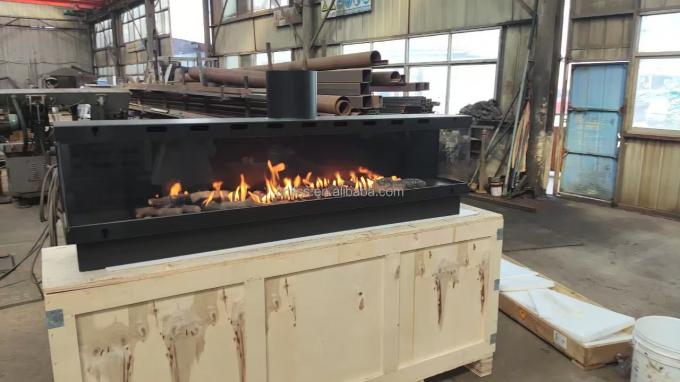 Европейская черная матовая углеродистая сталь Трехсторонний газовый камин Пропан Газ Природный газ Камины 4