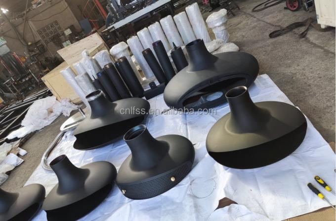 Трехсторонний газовый камин Европейский черный матовый Пропанный газ Природный газ Камины Углеродистая сталь 5