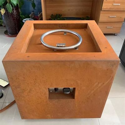 Backyard Garden Heater Square Corten Steel Propane Gas Fire Pit Table