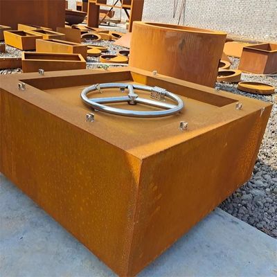 Backyard Garden Heater Square Corten Steel Propane Gas Fire Pit Table
