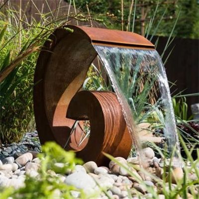 Garden Landscape Unique Small Moon Design Corten Steel Water Feature For