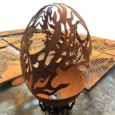 Wood Burning Laser Cut Design Oxidised Corten Steel Swallows Globe Fire Pit